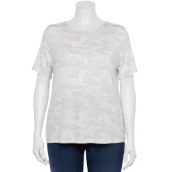 Plus Size Nine West Essential Crewneck Tee -Kohl's store 5525951 Gray Camo