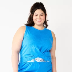 Juniors' Plus Size SO® Solid Cropped Twist-Front Tank -Kohl's store 5526785 Duchess Blue