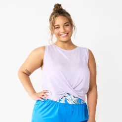 Juniors' Plus Size SO® Solid Cropped Twist-Front Tank -Kohl's store 5526785 Monica Purple