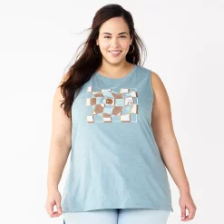 Plus Size Sonoma Goods For Life® Graphic Muscle Tank -Kohl's store 5529302 Blue Record