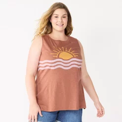 Plus Size Sonoma Goods For Life® Graphic Muscle Tank -Kohl's store 5529302 Brown Sunset
