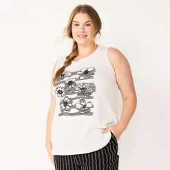 Plus Size Sonoma Goods For Life® Graphic Muscle Tank -Kohl's store 5529302 Floral Stripe