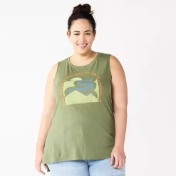 Plus Size Sonoma Goods For Life® Graphic Muscle Tank -Kohl's store 5529302 Olive Horizon