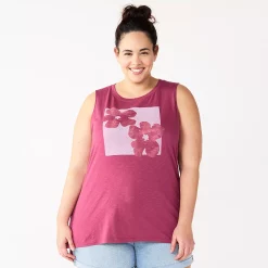 Plus Size Sonoma Goods For Life® Graphic Muscle Tank -Kohl's store 5529302 Purple Floral