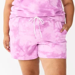 Plus Size Sonoma Goods For Life® Drawstring Fleece Shorts -Kohl's store 5549511 Purple Dye