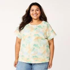 Plus Size Sonoma Goods For Life® Short-Sleeve Fleece Sweatshirt -Kohl's store 5550378 Blue Cloud Dye