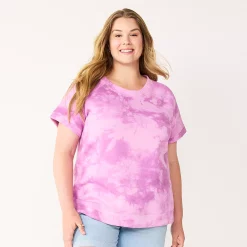 Plus Size Sonoma Goods For Life® Short-Sleeve Fleece Sweatshirt -Kohl's store 5550378 Purple Dye