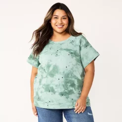 Plus Size Sonoma Goods For Life® Short-Sleeve Fleece Sweatshirt -Kohl's store 5550378 Star Tie Dye