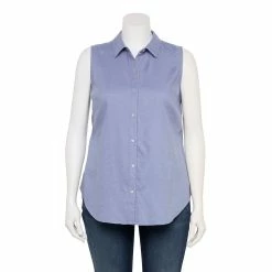 Plus Size Croft & Barrow® Sleeveless Linen Blend Shirt -Kohl's store 5562808 Chambray