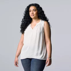 Plus Size Simply Vera Vera Wang Pintuck Sleeveless Top -Kohl's store 5564675 Modern White
