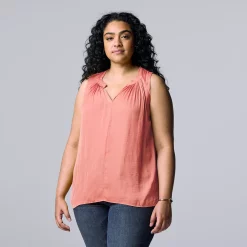Plus Size Simply Vera Vera Wang Pintuck Sleeveless Top -Kohl's store 5564675 Rosette