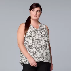 Plus Size Simply Vera Vera Wang Pintuck Sleeveless Top -Kohl's store 5564675 Striped Texture