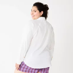 Juniors' Plus Size SO® Long Sleeve Button Down Shirt -Kohl's store 5566167 ALT