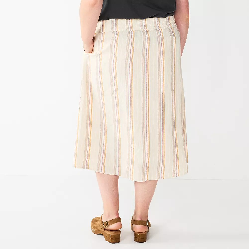 Plus Size Sonoma Goods For Life® Vented Button-Front Midi Skirt 3 Plus Size Sonoma Goods For Life® Vented Button-Front Midi Skirt - Image 3