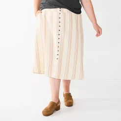 Plus Size Sonoma Goods For Life® Vented Button-Front Midi Skirt