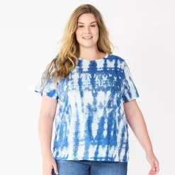 Petite Plus Size Sonoma Goods For Life® Crewneck Tee -Kohl's store 5572597 Indigo Tie Dye