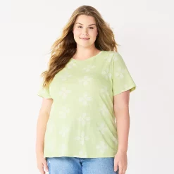 Petite Plus Size Sonoma Goods For Life® Crewneck Tee -Kohl's store 5572597 Lime Geo Flower