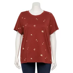 Petite Plus Size Sonoma Goods For Life® Crewneck Tee -Kohl's store 5572597 Red Burgundy Floral