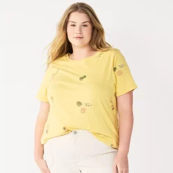 Petite Plus Size Sonoma Goods For Life® Crewneck Tee -Kohl's store 5572597 Yellow Beach Scene