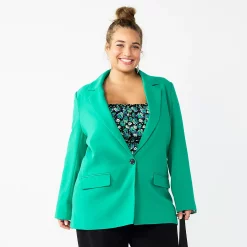 Juniors' Plus Size SO® Oversized Blazer with Pockets -Kohl's store 5575916 Emerald
