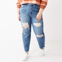 Juniors' Plus Size SO® Destructed High-Rise Mom Jean 10 Juniors' Plus Size SO® Destructed High-Rise Mom Jean -Kohl's store 5576359 Medium Destructed
