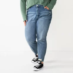 Juniors' Plus Size SO® Destructed High-Rise Mom Jean 8 Juniors' Plus Size SO® Destructed High-Rise Mom Jean -Kohl's store 5576359 Medium Wash