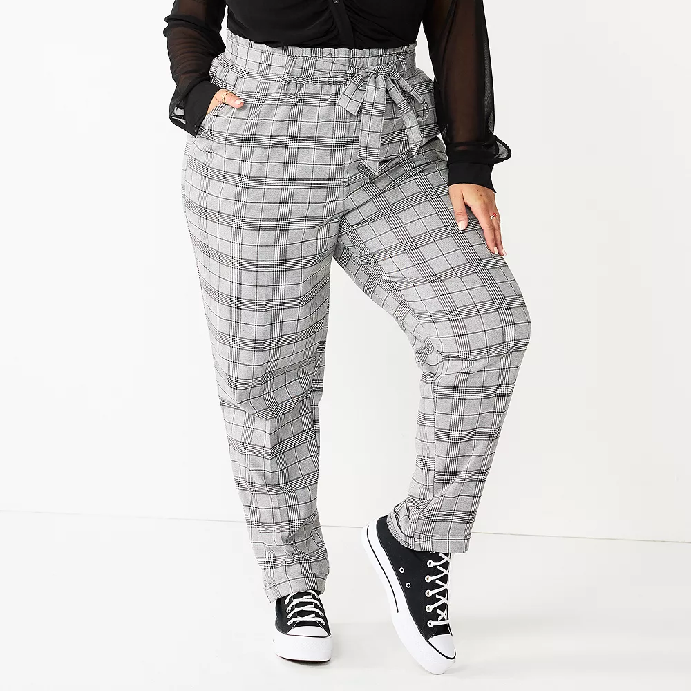 Juniors' Plus Size SO® High-Rise Paperbag Tapered Leg Pants 2 Juniors' Plus Size SO® High-Rise Paperbag Tapered Leg Pants - Image 2