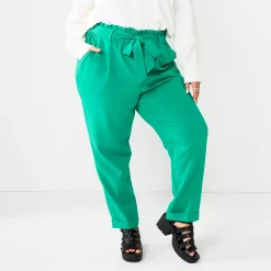 Juniors' Plus Size SO® High-Rise Paperbag Tapered Leg Pants 19 Juniors' Plus Size SO® High-Rise Paperbag Tapered Leg Pants -Kohl's store 5576669 Emerald Green