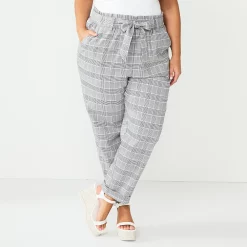 Juniors' Plus Size SO® High-Rise Paperbag Tapered Leg Pants 17 Juniors' Plus Size SO® High-Rise Paperbag Tapered Leg Pants -Kohl's store 5576669 Gray Plaid