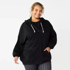 Juniors' Plus Size SO® Solid Oversized Zip-Up Hoodie 11 Juniors' Plus Size SO® Solid Oversized Zip-Up Hoodie -Kohl's store 5580013 Black Luxe