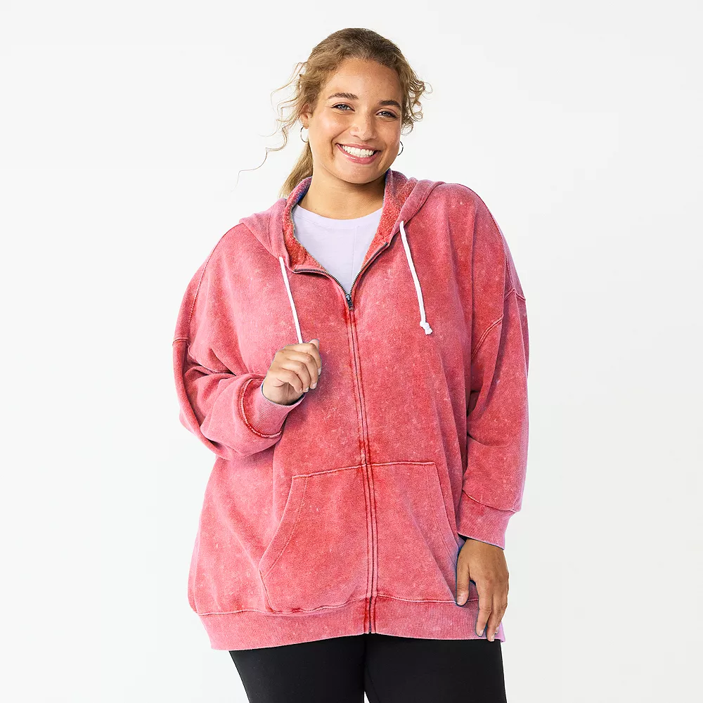 Juniors' Plus Size SO® Solid Oversized Zip-Up Hoodie 7 Juniors' Plus Size SO® Solid Oversized Zip-Up Hoodie - Image 7