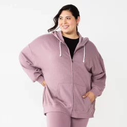 Juniors' Plus Size SO® Solid Oversized Zip-Up Hoodie