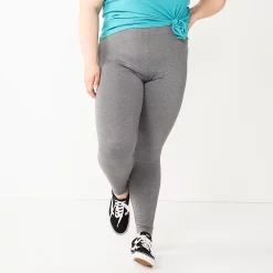 Juniors' Plus Size SO® Solid High-Rise Leggings -Kohl's store 5580103 Heather Gray