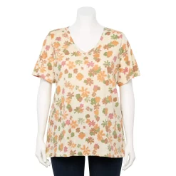 Petite Plus Size Sonoma Goods For Life® Everyday V-Neck Tee -Kohl's store 5581510 Ivory Camo Floral