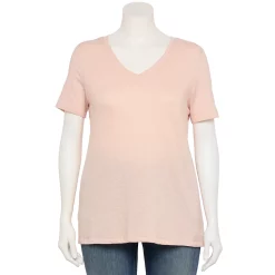 Petite Plus Size Sonoma Goods For Life® Everyday V-Neck Tee -Kohl's store 5581510 Peach Layer
