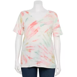 Petite Plus Size Sonoma Goods For Life® Everyday V-Neck Tee -Kohl's store 5581510 Red White Blue Tie Dye