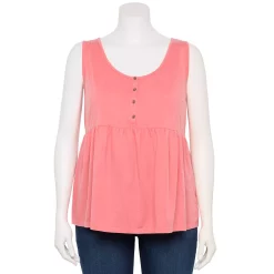 Plus Size Sonoma Goods For Life Button Front Utility Tank -Kohl's store 5584138 Melon Pink