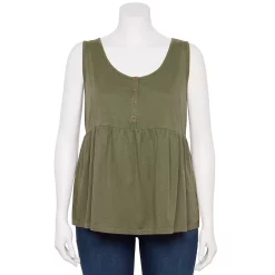 Plus Size Sonoma Goods For Life Button Front Utility Tank -Kohl's store 5584138 Olive