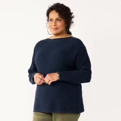 Plus Size Croft & Barrow® Boatneck Pullover Sweater -Kohl's store 5587961 Navy