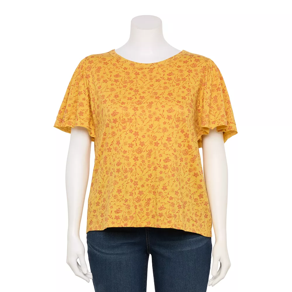 Plus Size Sonoma Goods For Life Seamed Flutter Sleeve Top 6 Plus Size Sonoma Goods For Life Seamed Flutter Sleeve Top - Image 6