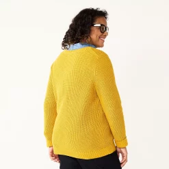 Plus Size Croft & Barrow® Placed Cable Pullover Sweater -Kohl's store 5588807 ALT