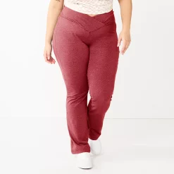 Juniors' Plus Size SO® Crossover Waistband Bootcut Yoga Pants -Kohl's store 5590342 Berry Magnolia
