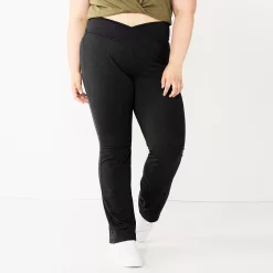 Juniors' Plus Size SO® Crossover Waistband Bootcut Yoga Pants -Kohl's store 5590342 Black Luxe