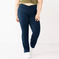 Juniors' Plus Size SO® Crossover Waistband Bootcut Yoga Pants -Kohl's store 5590342 Moonwalk Navy