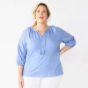 Plus Size Croft & Barrow® Three Quarter Sleeve Peasant Top
