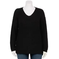 Plus Size Napa Valley V-Neck Popcorn Stitch Sweater