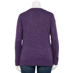 Plus Size Napa Valley V-Neck Marl Cable Front Sweater -Kohl's store 5623414 ALT