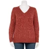Plus Size Napa Valley V-Neck Marl Cable Front Sweater