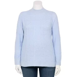 Plus Size Napa Valley Mockneck Cable Sweater -Kohl's store 5623416 Blue Heather