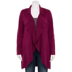 Plus Size Napa Valley Ruffle Front Cardigan Sweater -Kohl's store 5623420 Beetroot